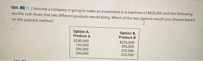 in a machine of $825,000 and the following are the cash flows