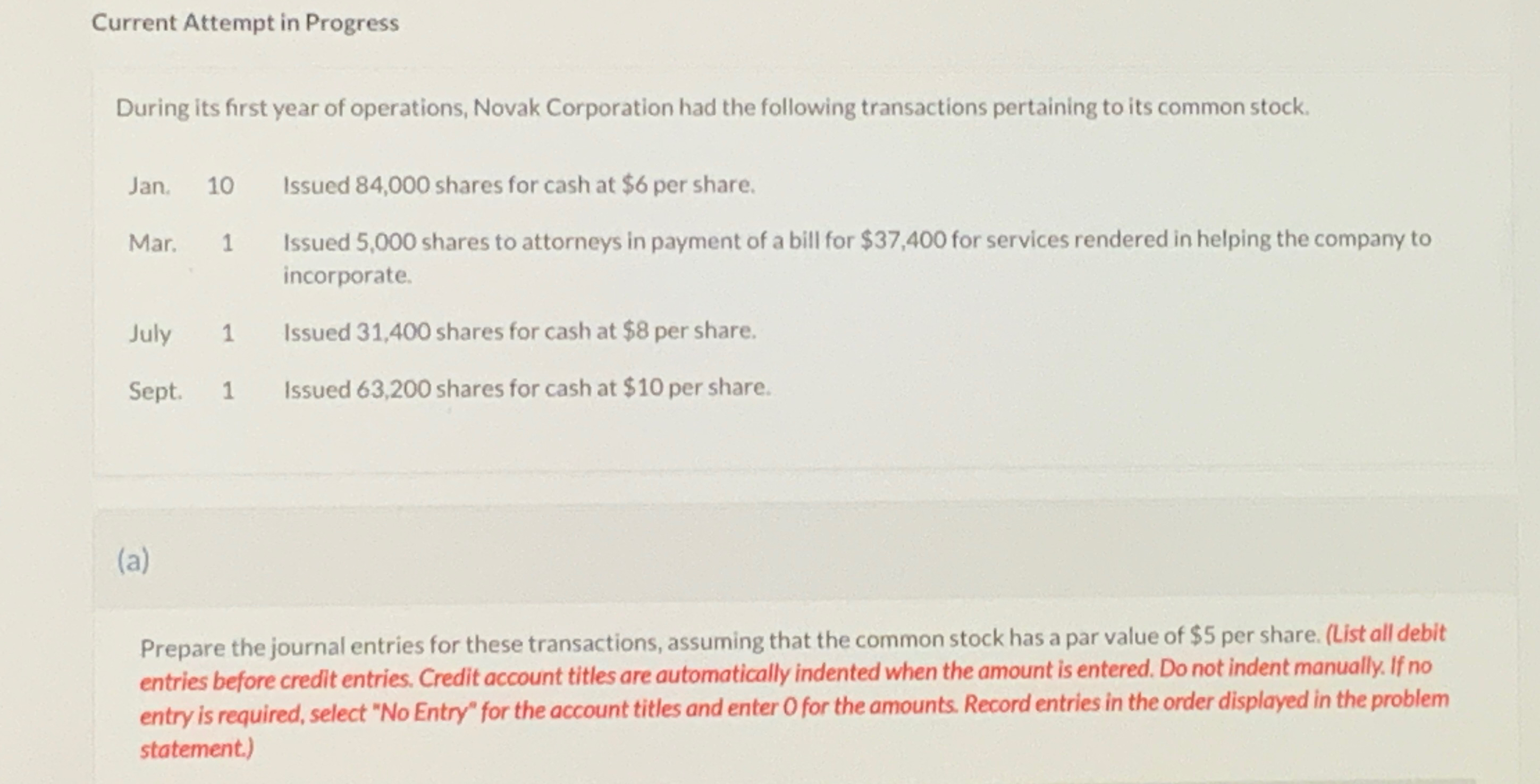  Current Attempt in Progress During its first year of operations, Novak