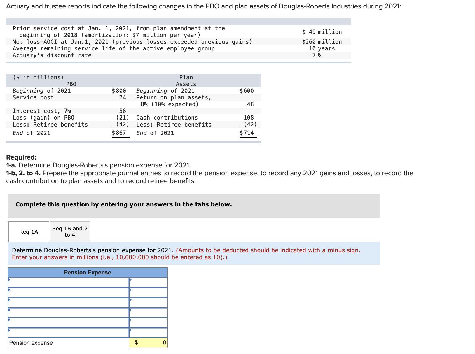 Journal entry worksheet Record annual pension expense. Note: Enter debits before