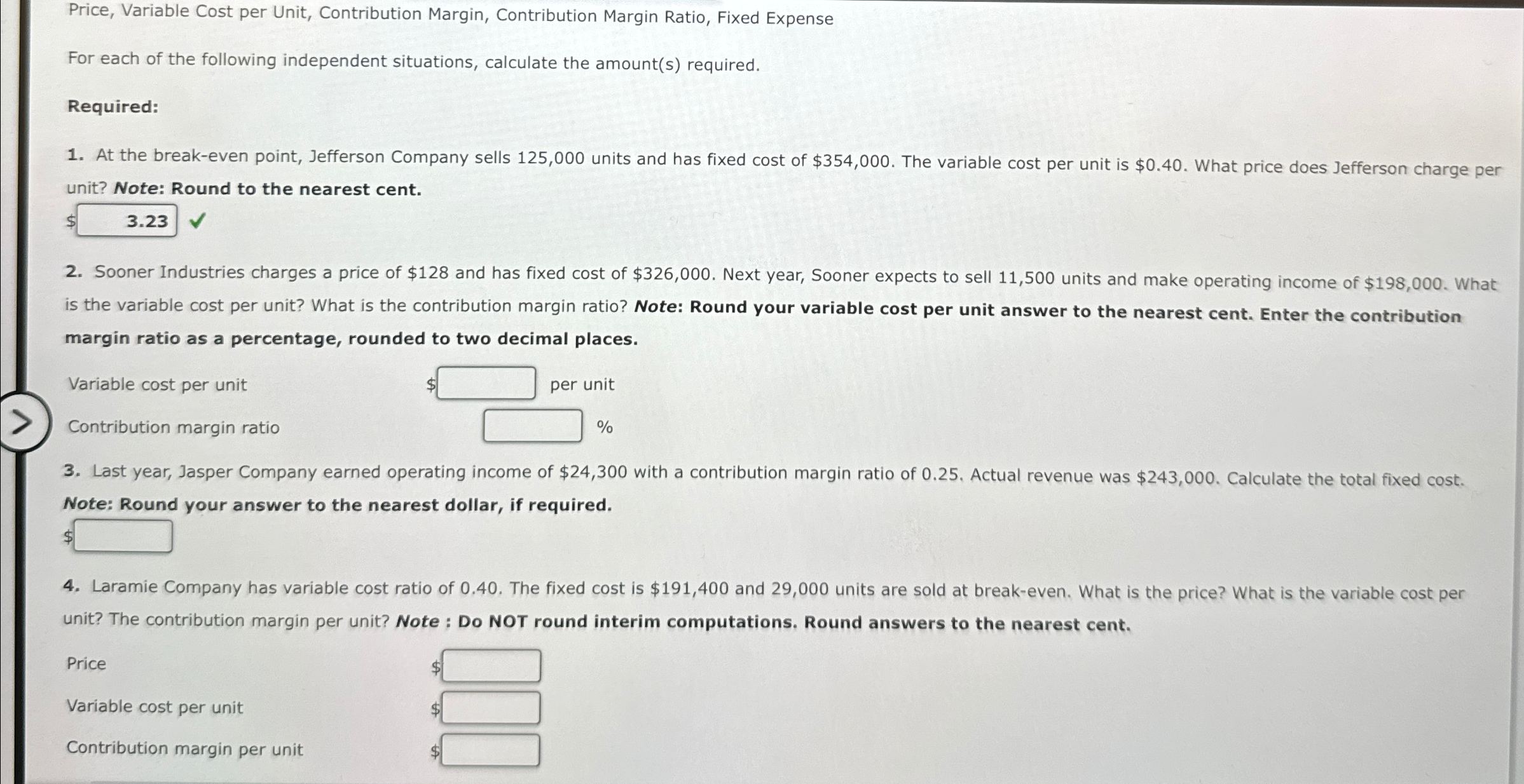 Expense For each of the following independent situations, calculate the amount(s) required.