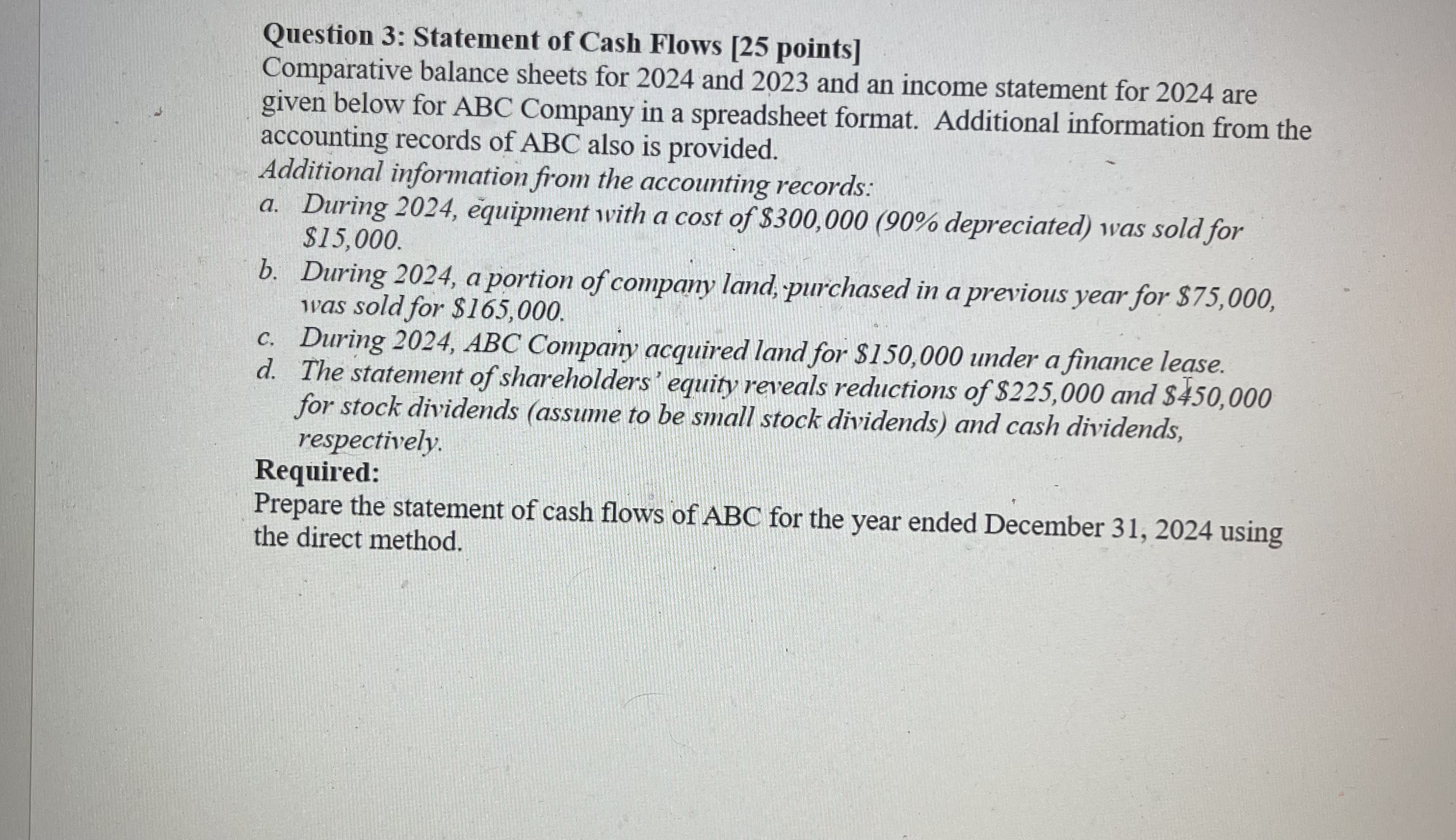  Please show work how you got each calculation. Thank you! Question