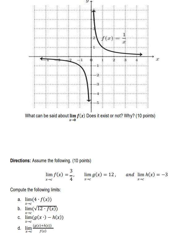 values to investigate (10 pts.) lim x2 - 2x + 4 x-1