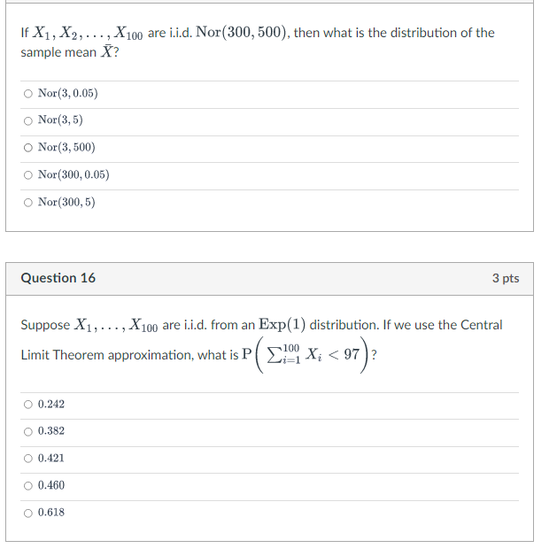 3 pts Suppose that X is a random variable with a mean