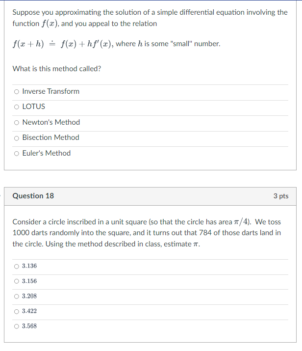 -3/4 O -4/5 Question 13 3 pts Given an exponential random variable