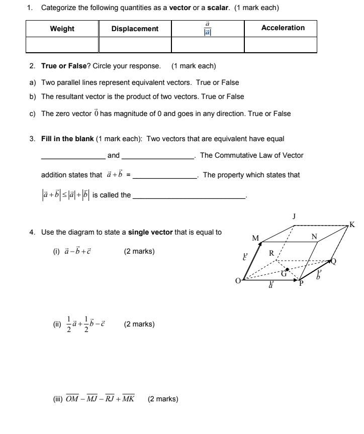 {'I mark each] 2. True or False\"? Circle 1itotir response. {1 mark
