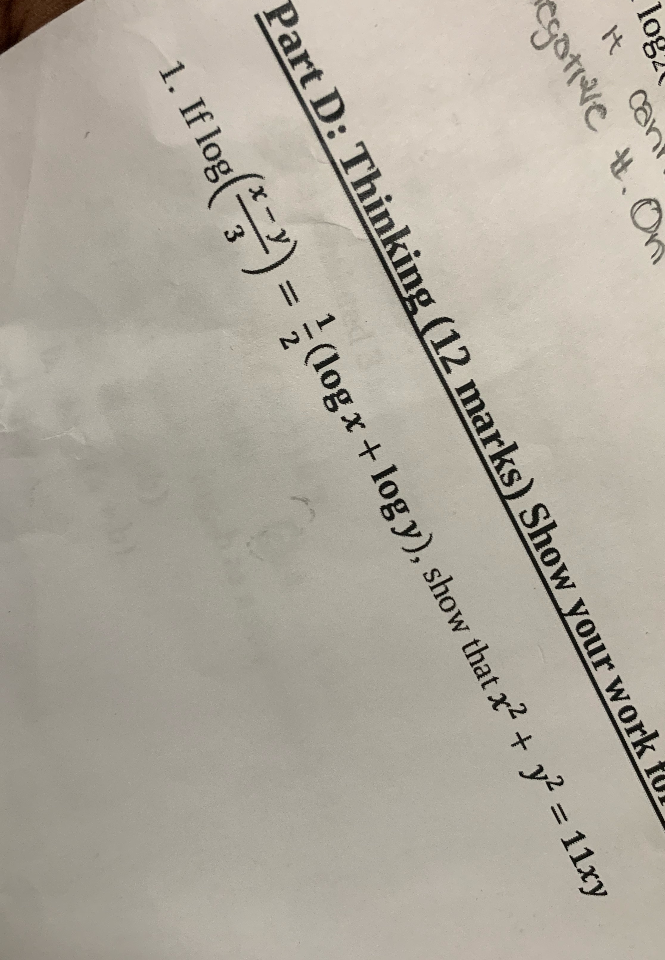  It can Part D: Thinking (12 marks) Show your work x