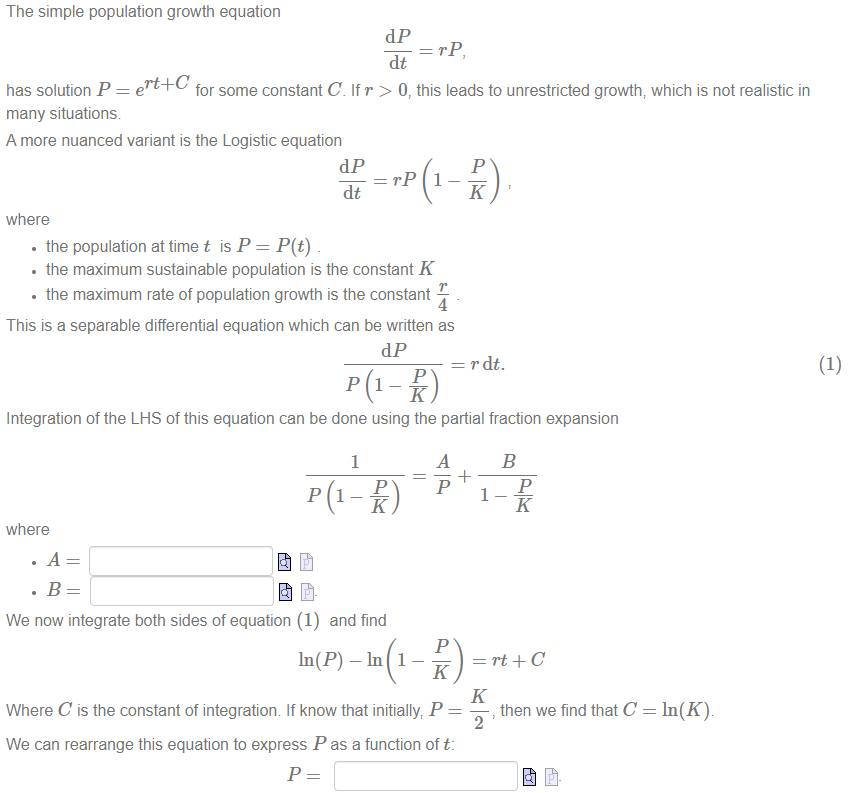  The simple population growth equation (L? E 2 has solution P
