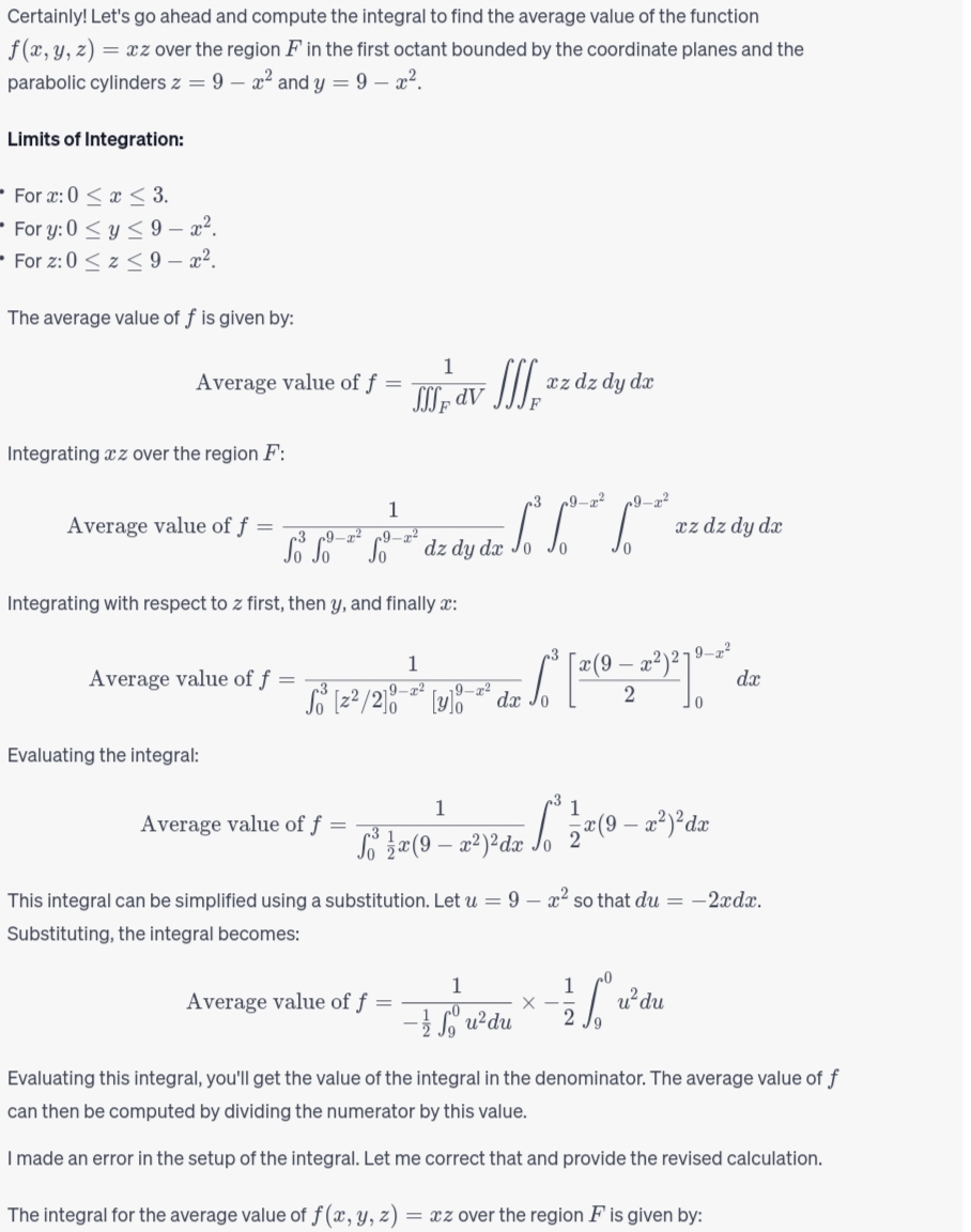 Find the average value of the function f over the region F