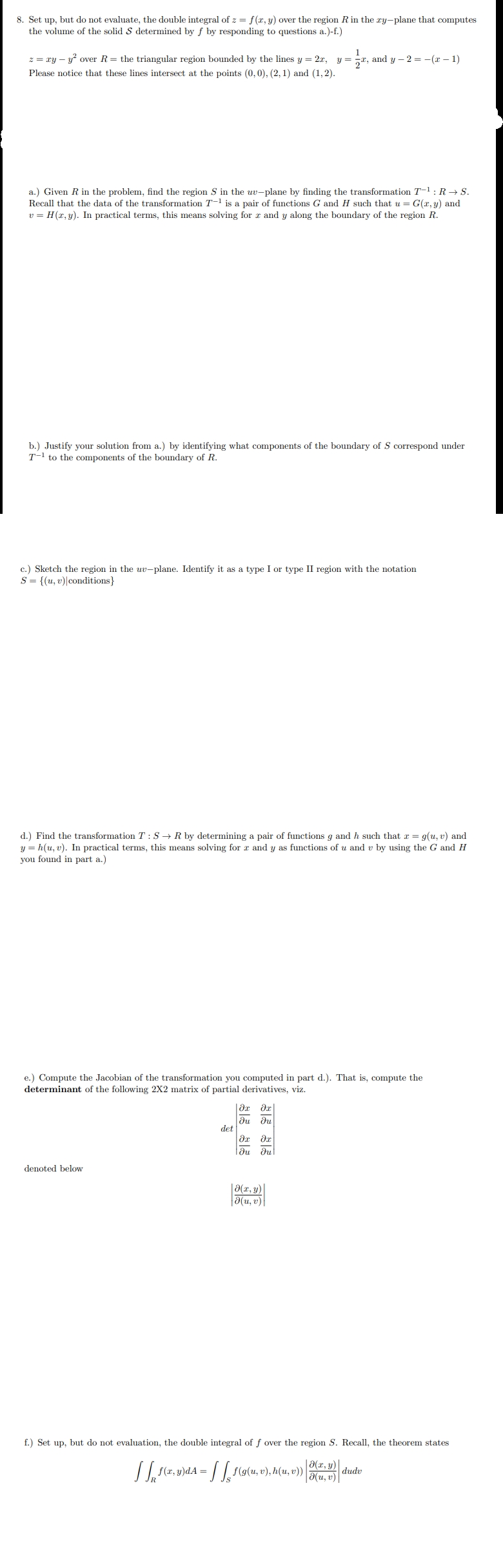 z = f(r, y) over the region R in the ry-plane that