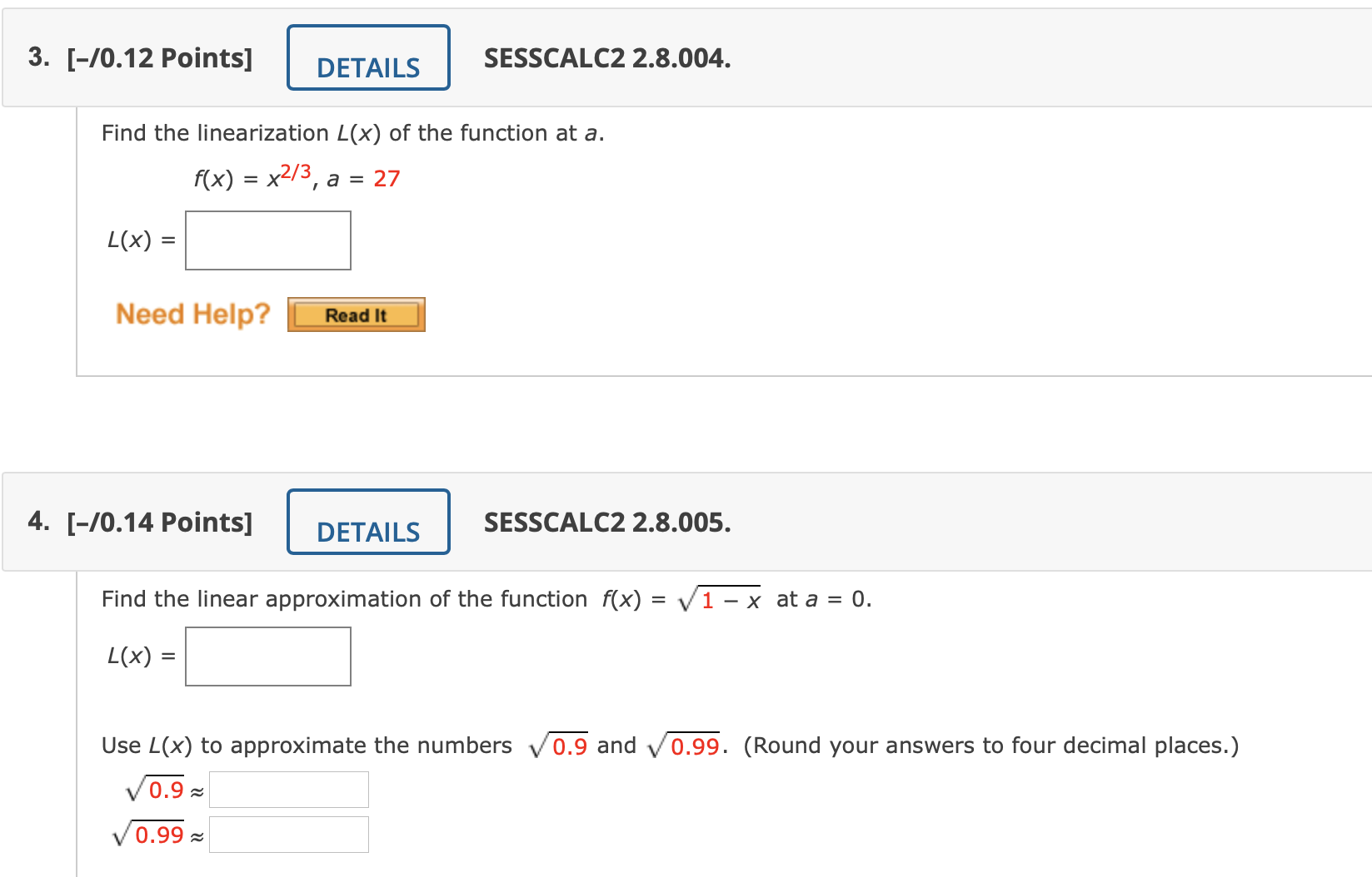 [-/0.12 Points] DETAILS SESSCALC2 2.8.001.MI. MY NOTES ASK YOUR TEA Find the