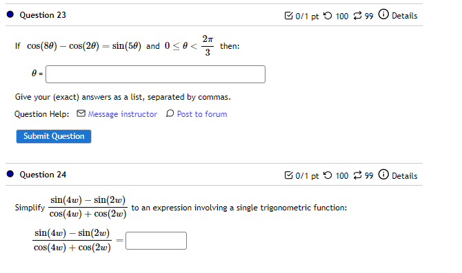 Use a half angle formula to fill in the blanks in the