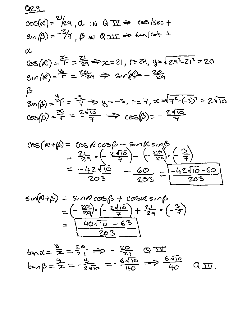I was able to solve for cos(+) and sin(+), but I