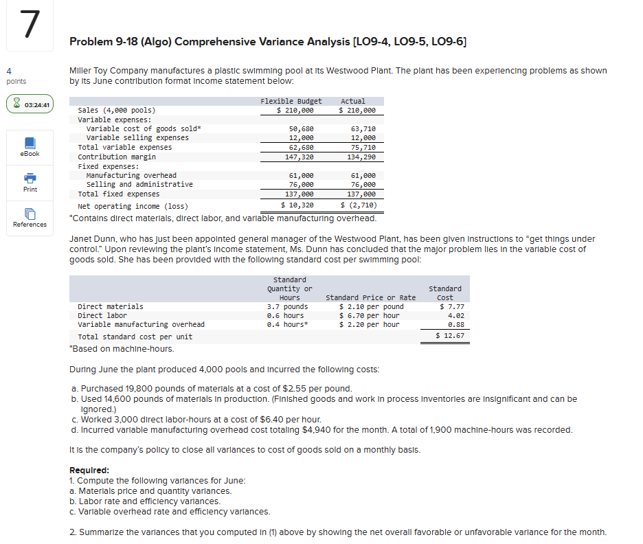 Company manufactures a plastic swimming pool at Its Westwood Plant. The plant