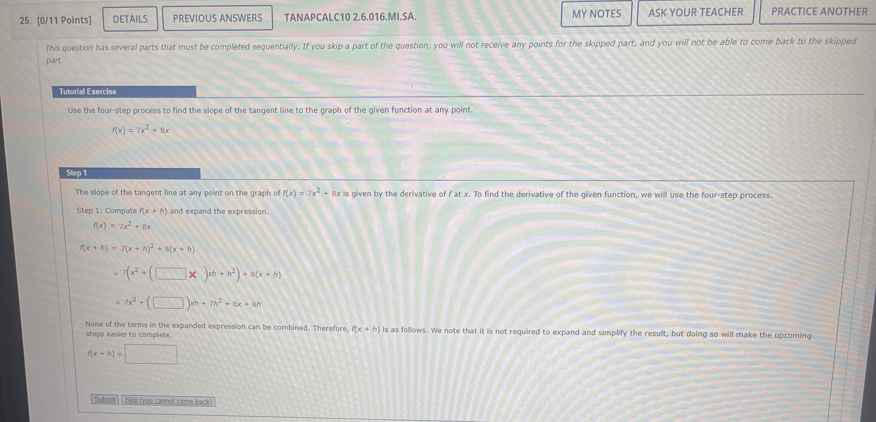 TEACHER MY NOTES This question has several parts that must be completed