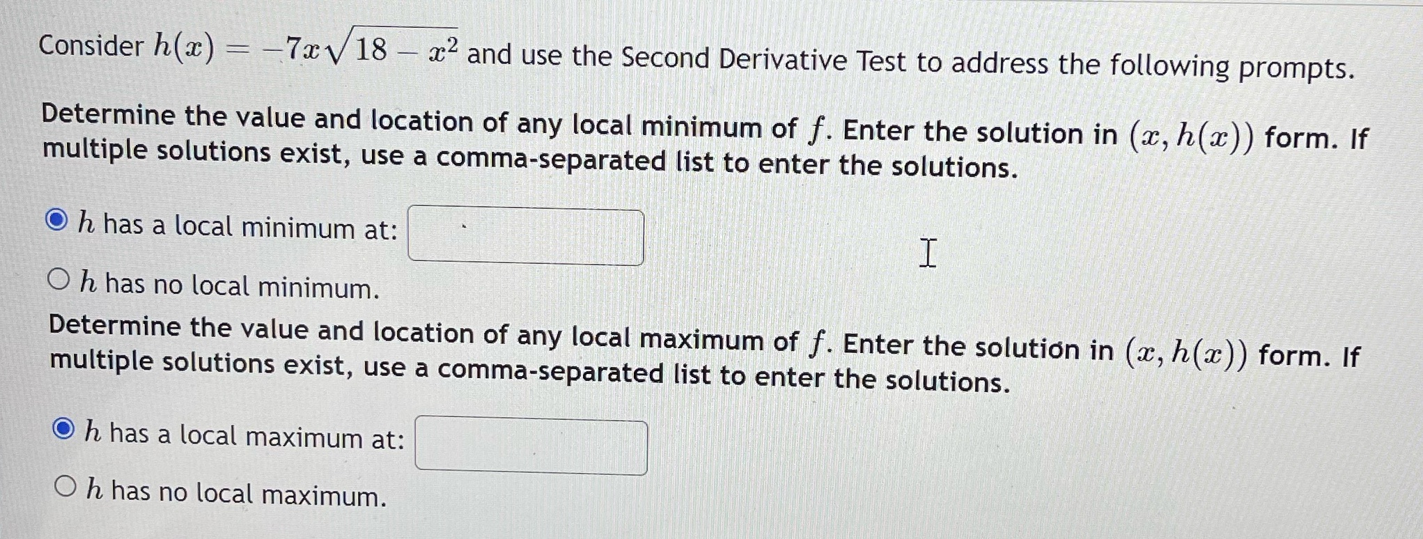 Test to address the following prompts. Determine the value and location of