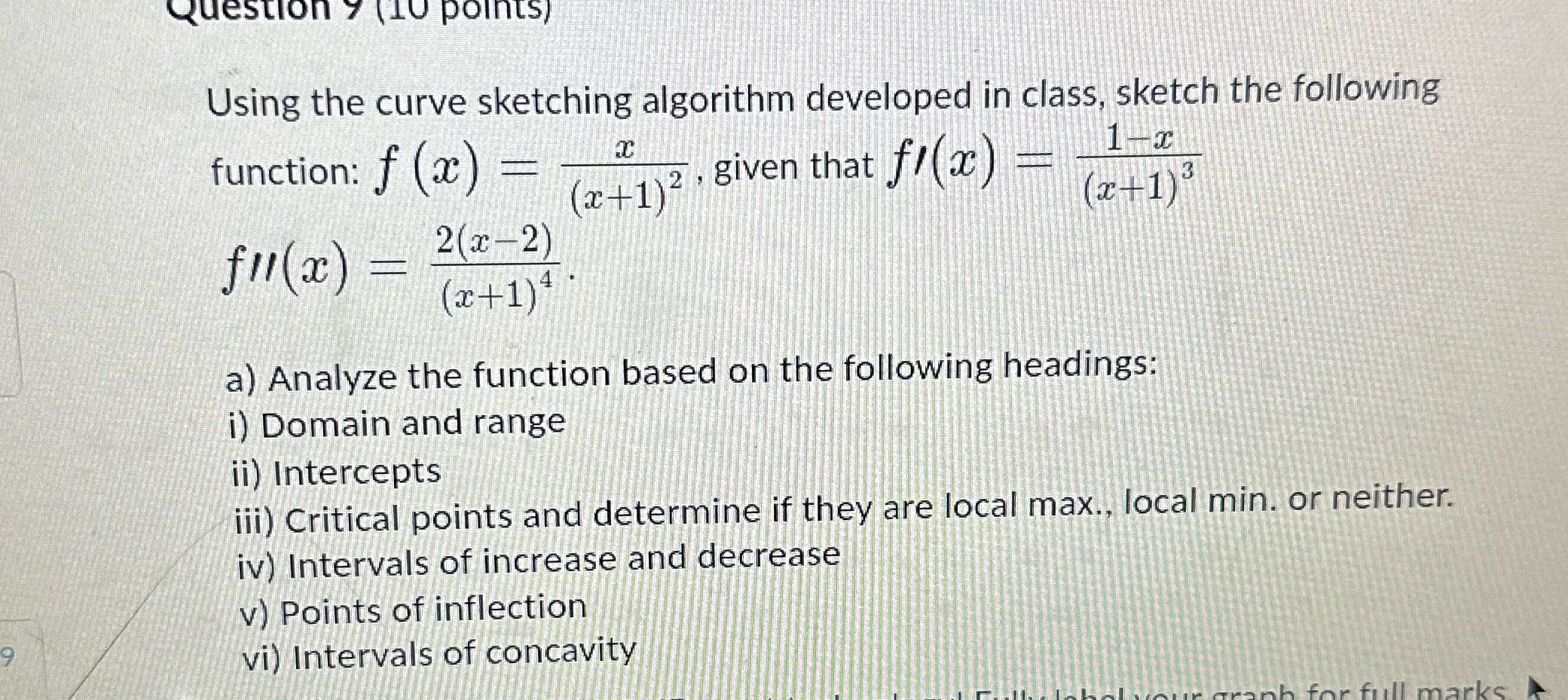 class, sketch the following function: f (x ) = (a +1)2 .