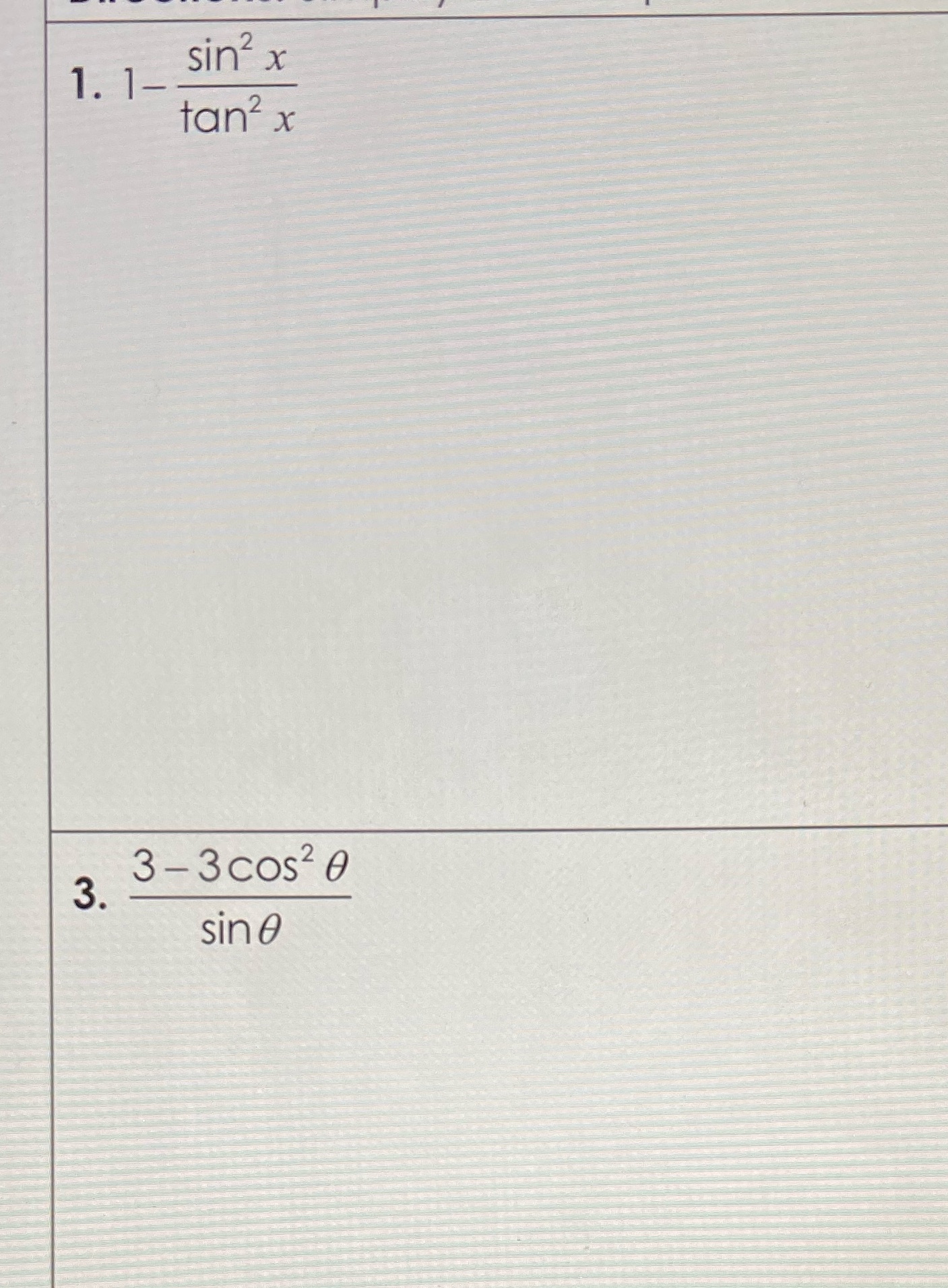 3. sin x tan2 x cos2 0 sino