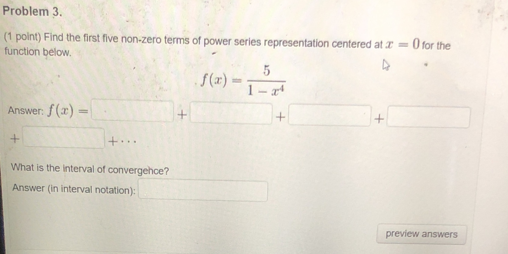 power series representation centered at a = 0 for the function below.
