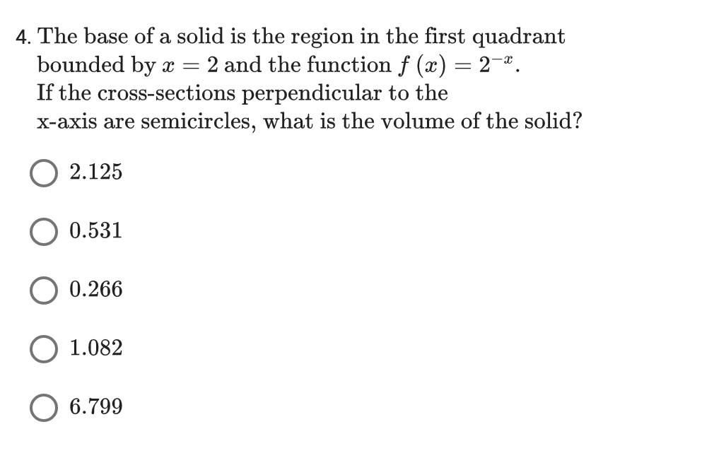 the volume of the solid? O E 9 Q 16 O i