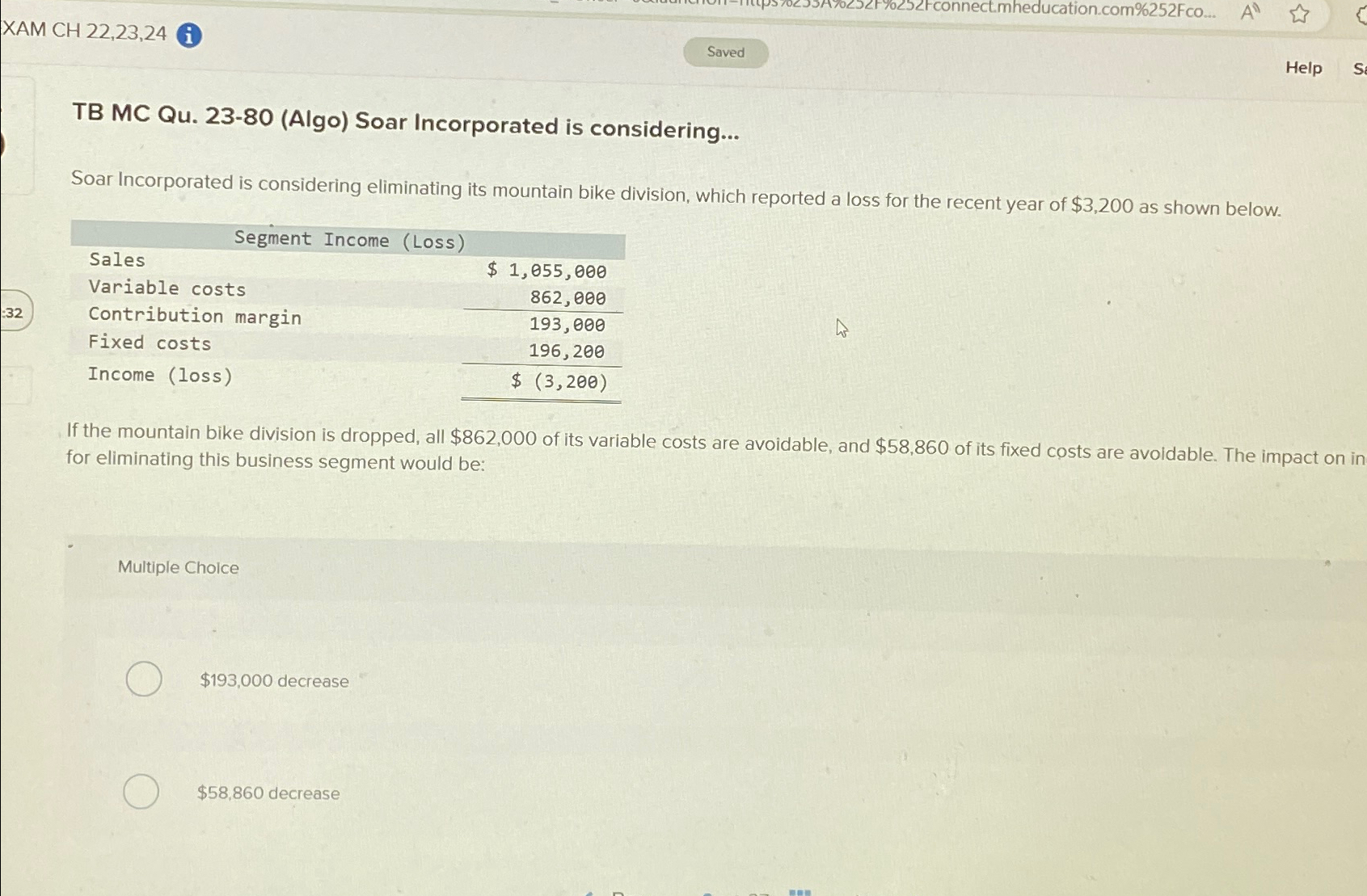 XAM CH 22,23,24 (i) TB MC Qu.23-80(Algo) Soar Incorporated is considering...