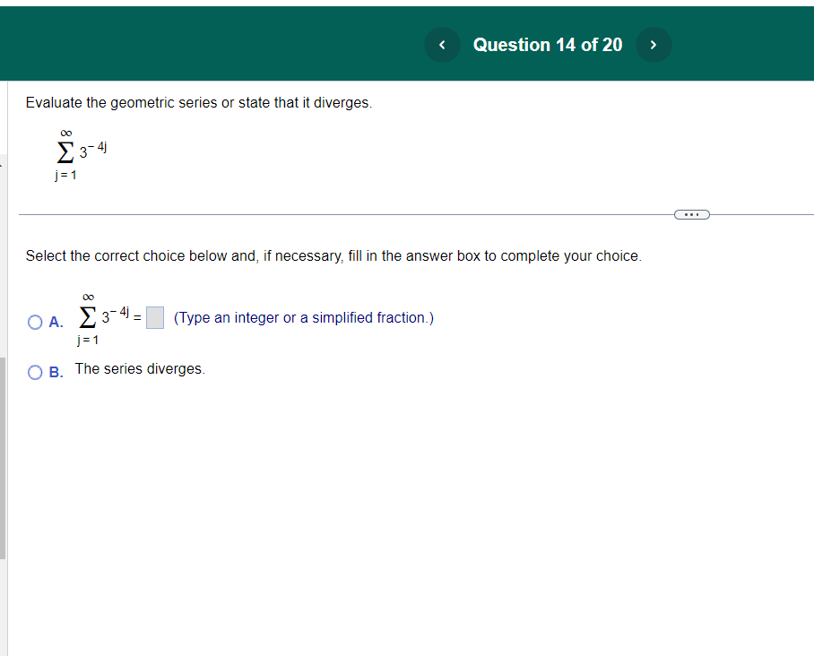 The series diverges because ak = is nondecreasing in magnitude for k