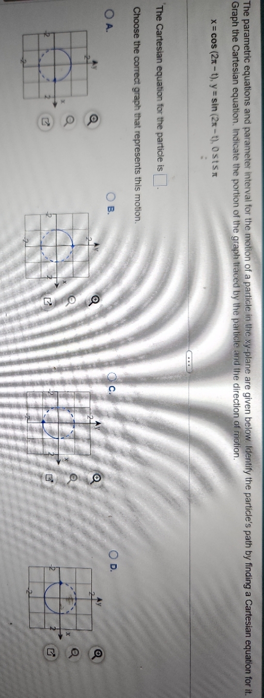 particle in the xy-plane are given below. Identify the particle's path by