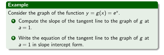 Consider the graph of the function y : g{x} : e".