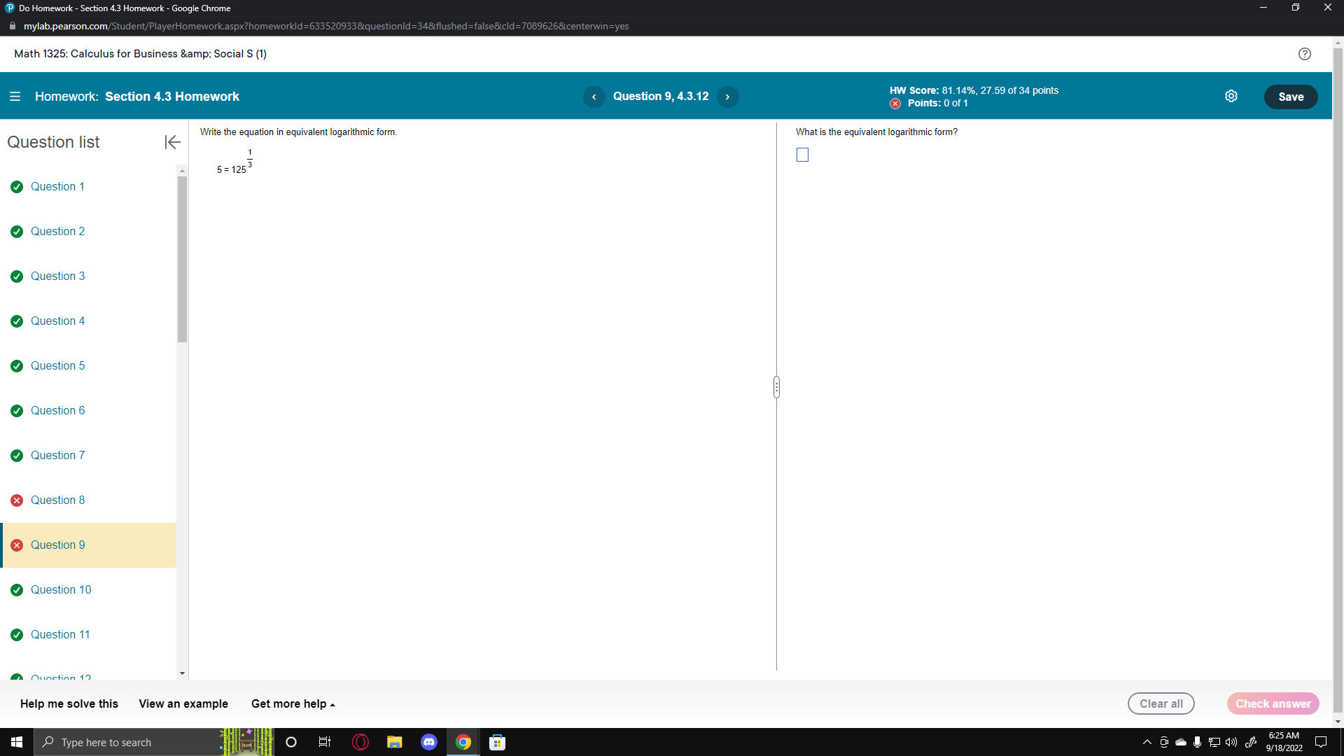 d=70896268centerwin=yes Math 1325: Calculus for Business & Social S (1) ? =