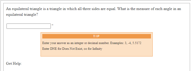 are equal. What is the measure of each angle in an equilateral
