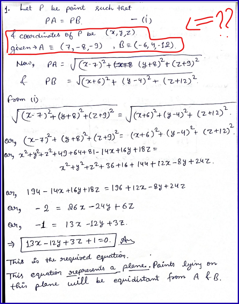 1. Let P be point such that PA = PB -