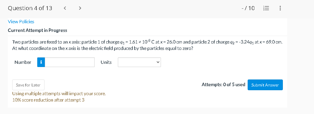 what coordinate on the x axis is the electric field produced by