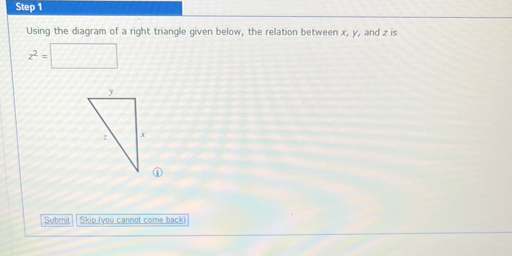 the relation between x, y, and z is 22 = y X