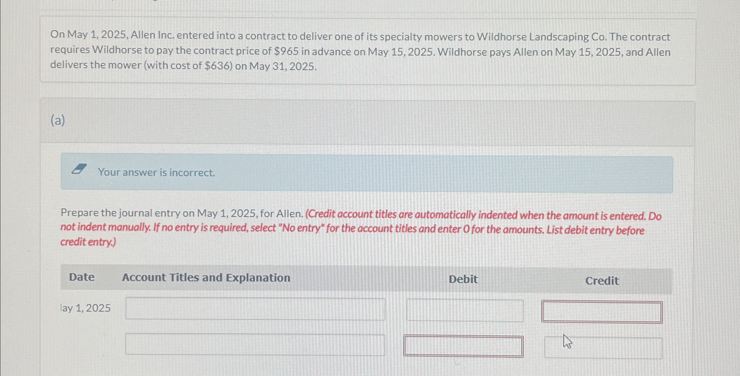 one of its specialty mowers to Wildhorse Landscaping Co. The contract requires