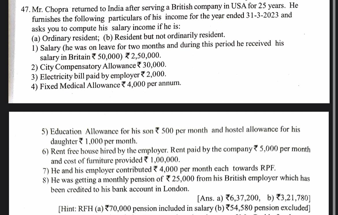 in USA for 25 years. He furnishes the following particulars of his