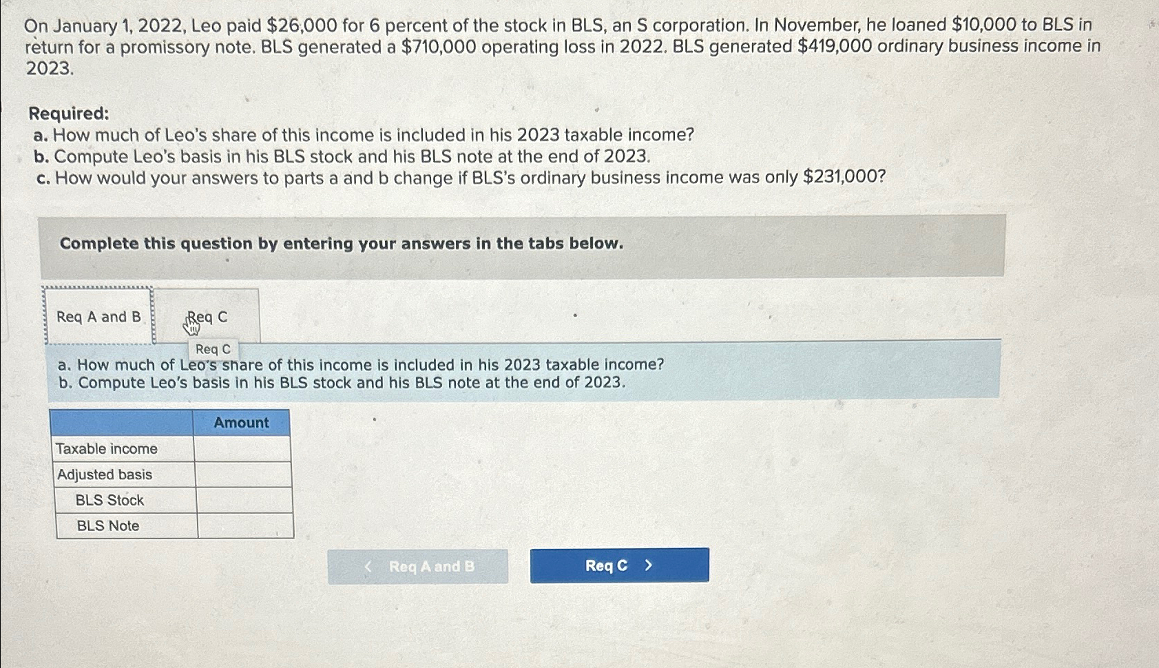 stock in BLS, an S corporation. In November, he loaned $10,000 to