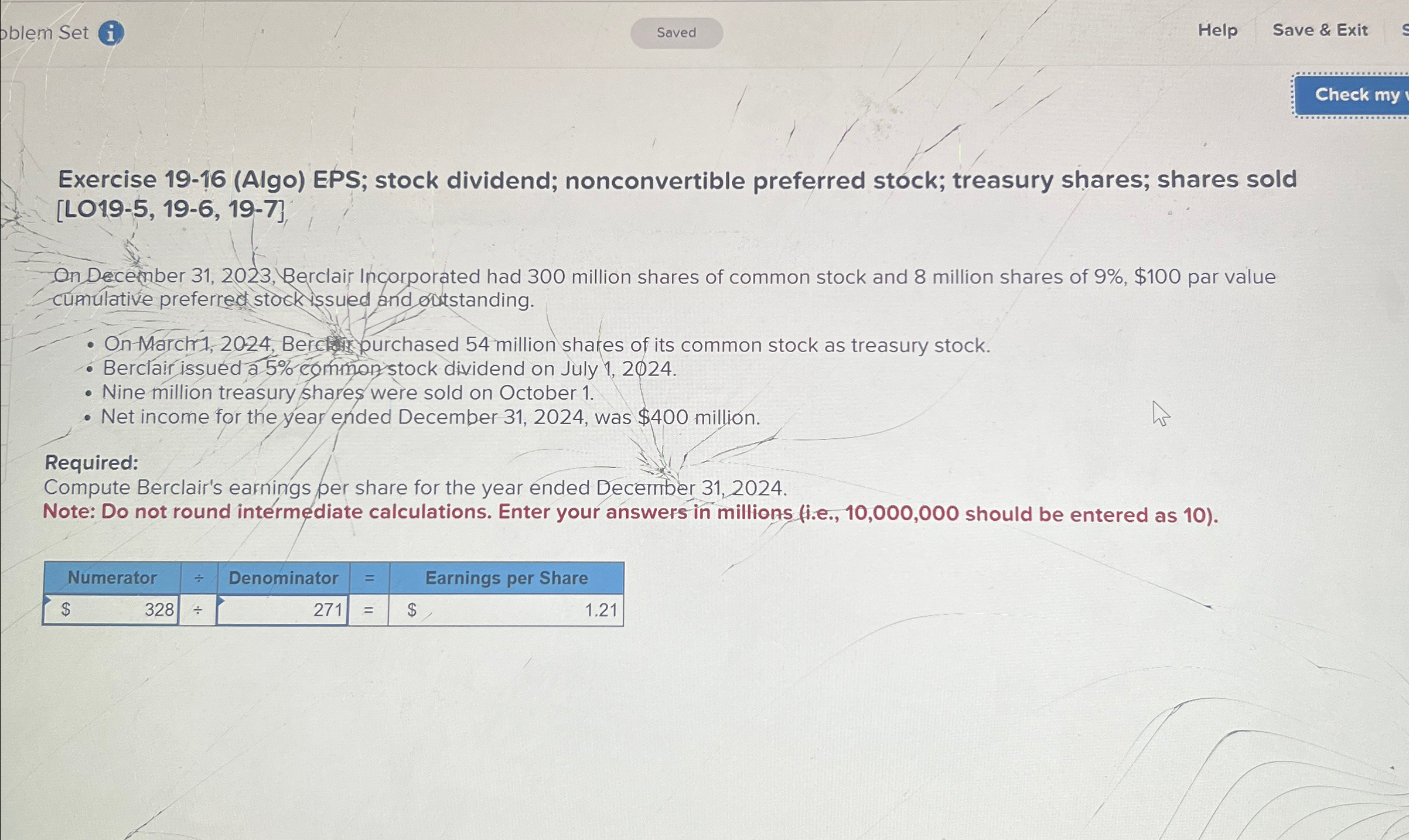 dividend; nonconvertible preferred stock; treasury shares; shares sold [019-5,19-6,19-7], On December 31,2023,