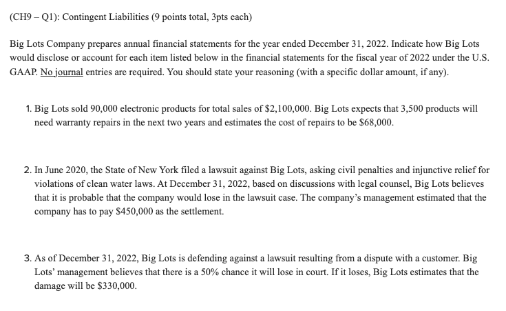 Company prepares annual financial statements for the year ended December 31,2022. Indicate