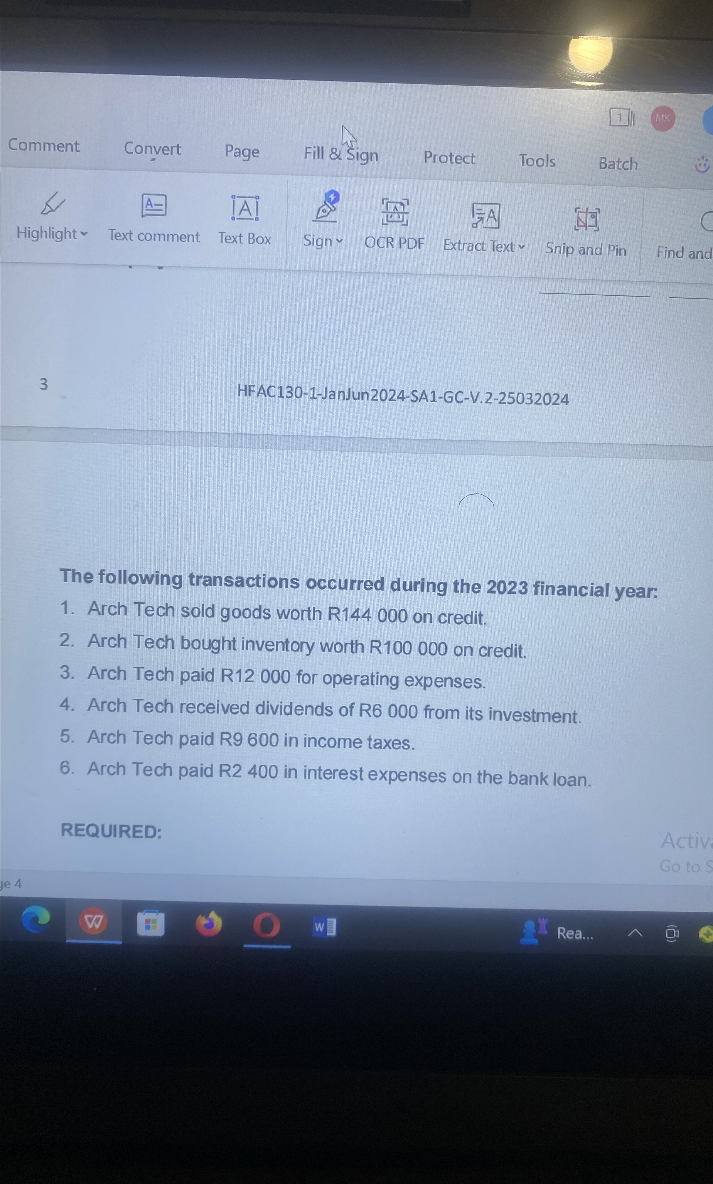 Text comment A| -12A [7] Text Box Sign vv OCR PDF Extract