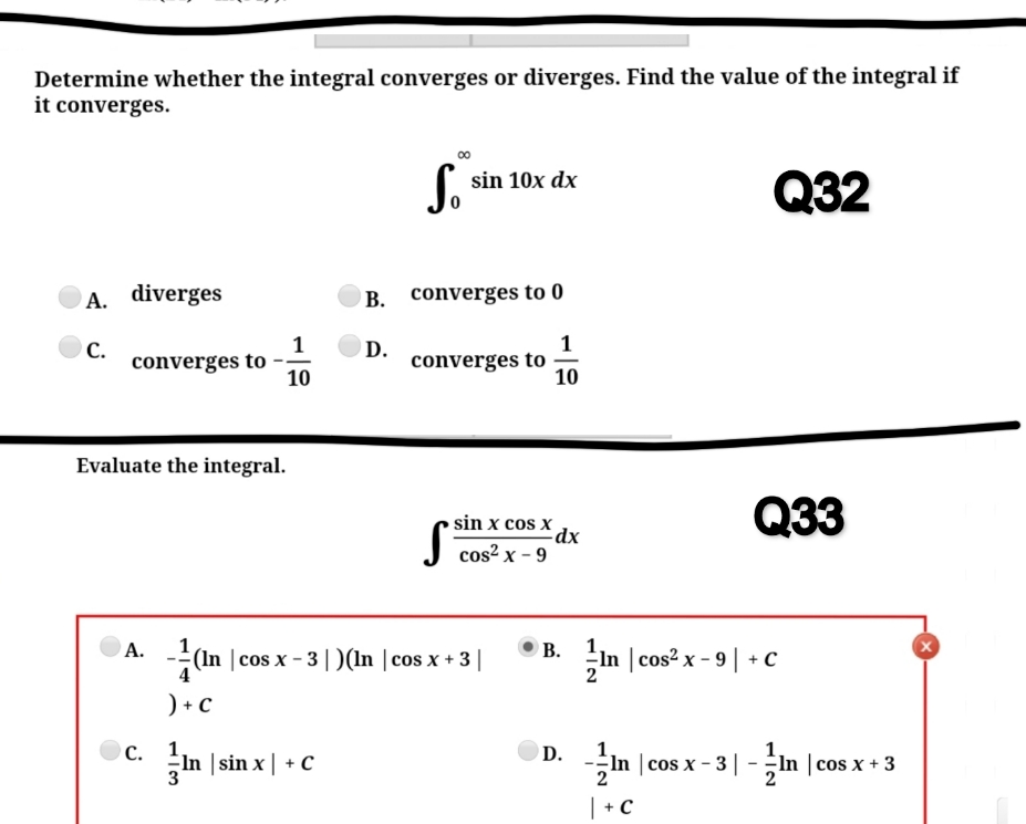 I need solve this Determine whether the integral converges or diverges.