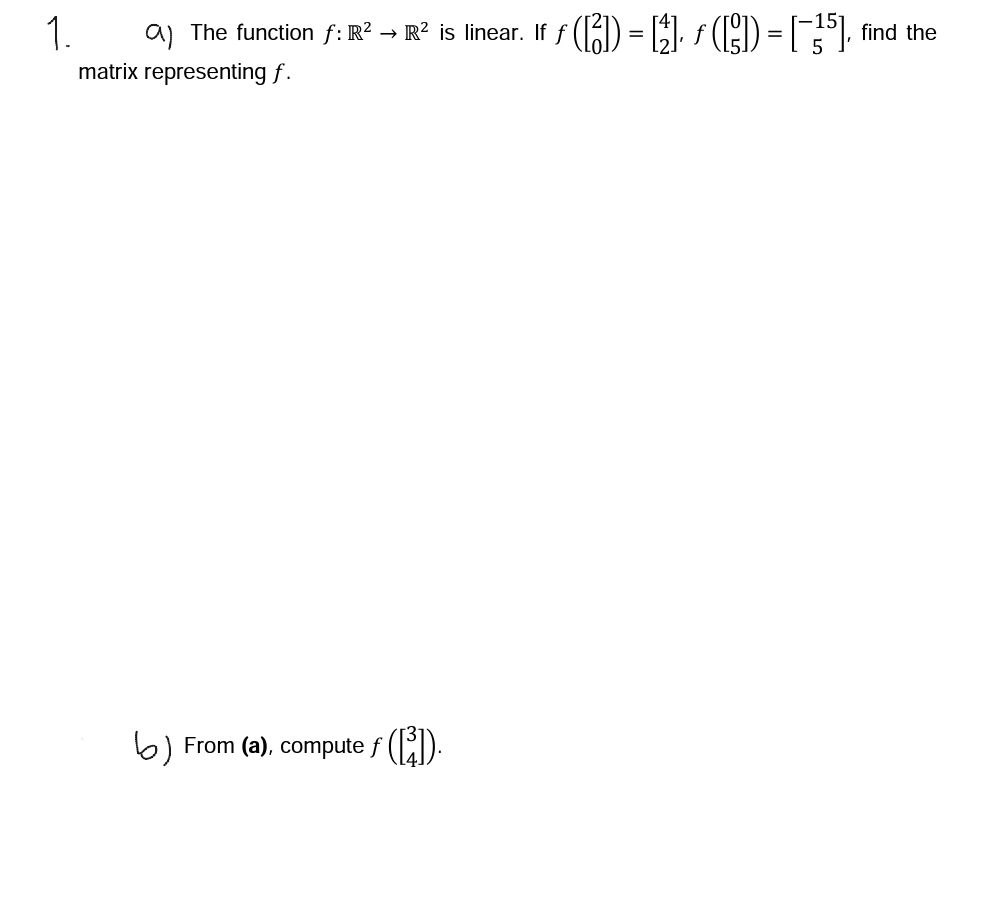 = [3'] fqu = [1:5]. find the matrix representing f. '0) From