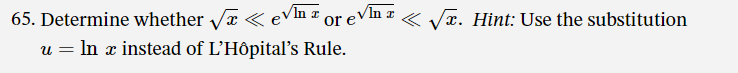 65. Determine whether e N.G. Hint: Use the substitution u = In