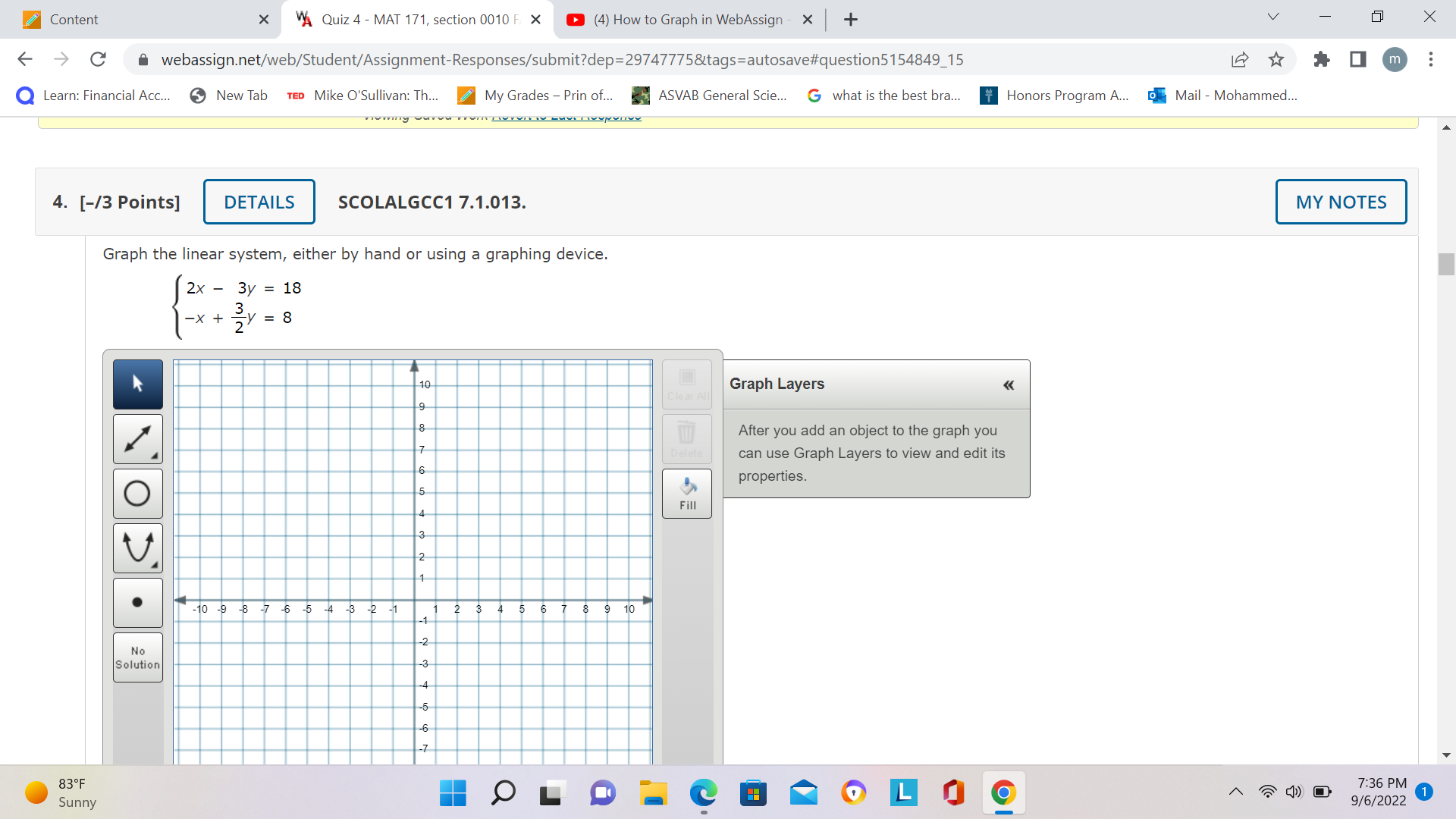 linear system, either by hand or using a graphing device. x -