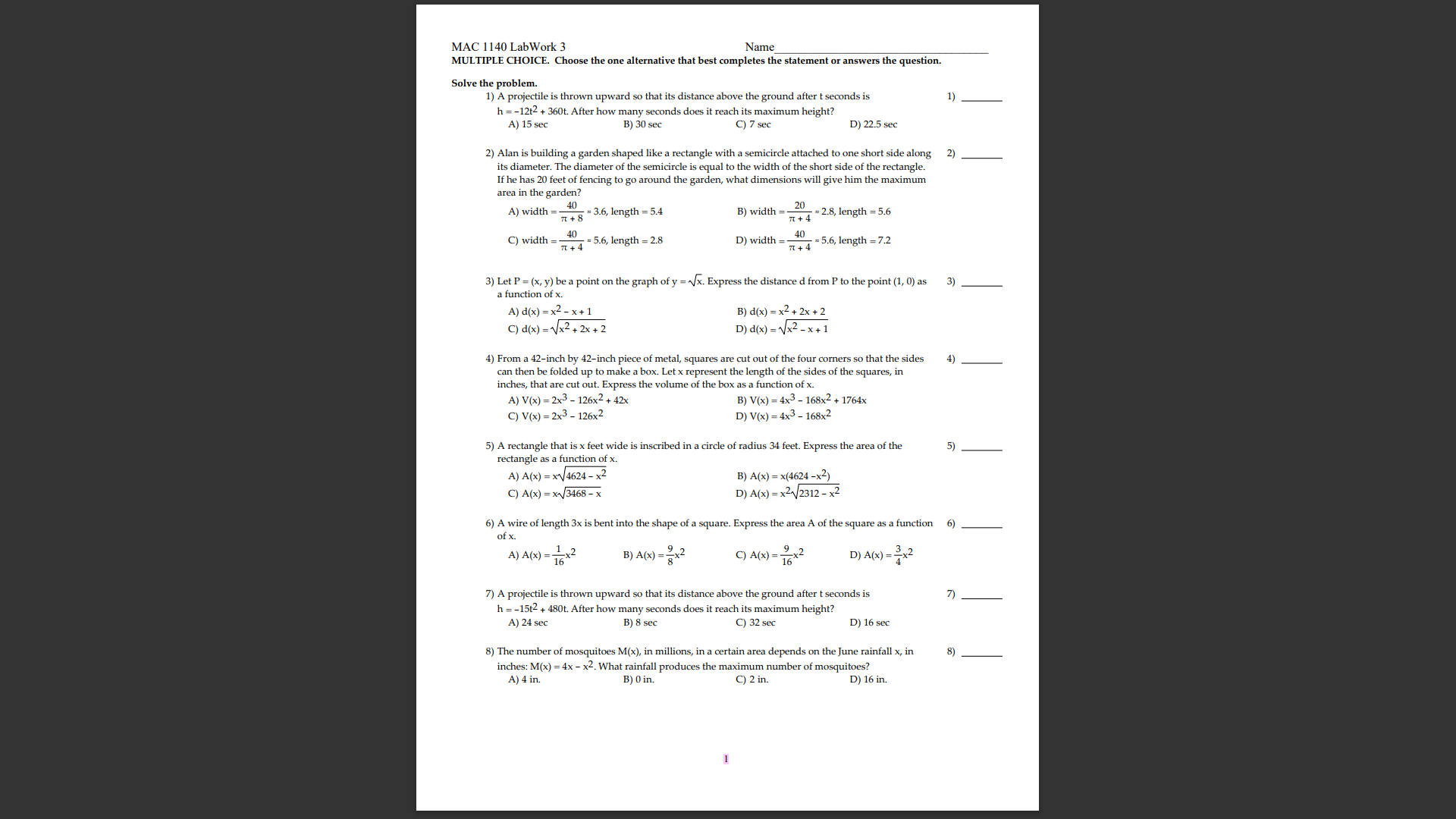  1 to 10, please explain MAC 1140 Lab Work 3 Name_