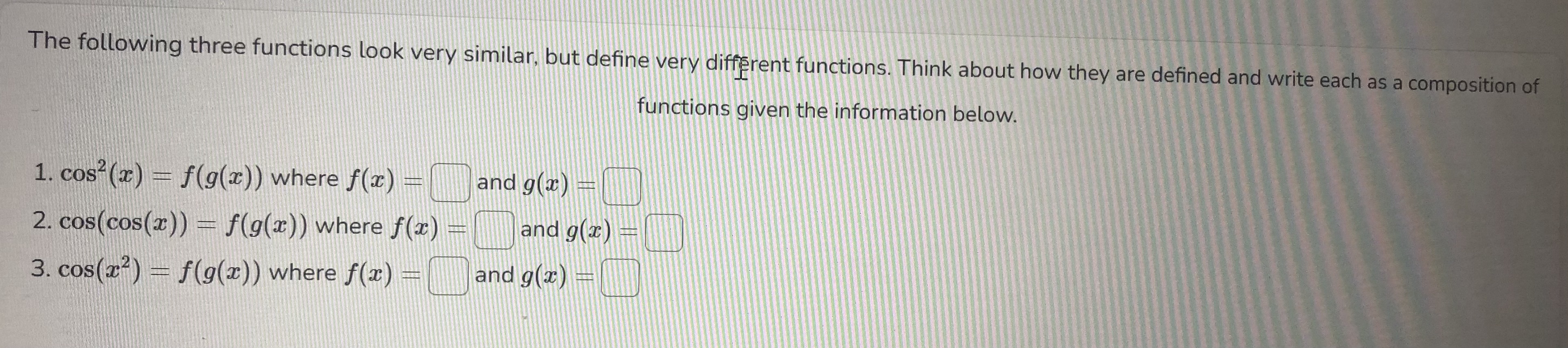 the function 4", x2 In(2) In (7) and x 7 to their