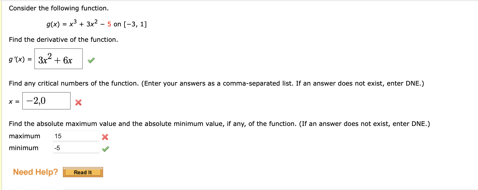 on [-3, 1] Find the derivative of the function. g '(x )