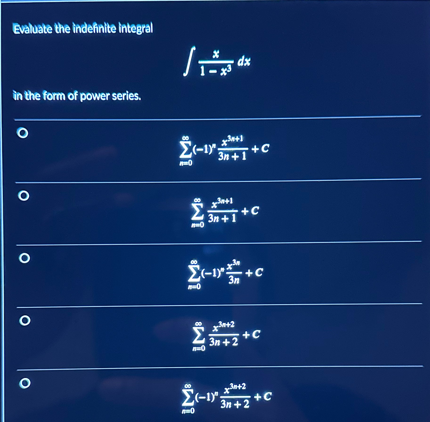 Evaluate the indefinite integral X 1 . dx in the form