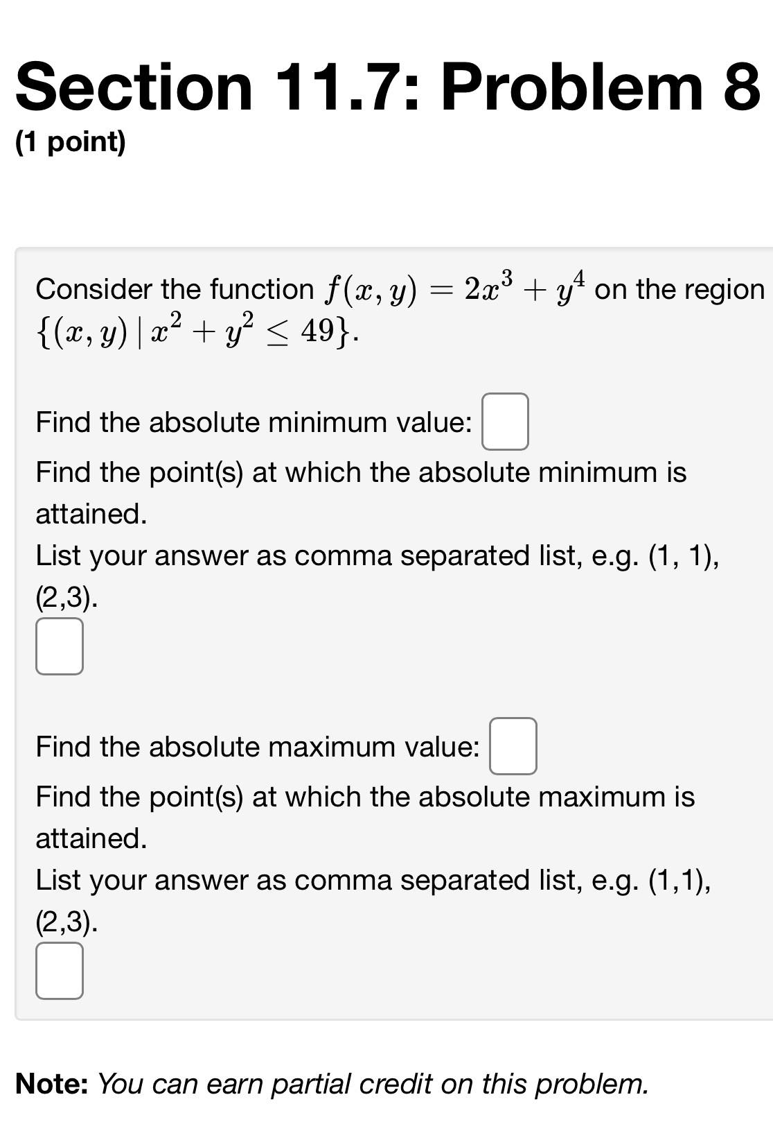 = 23:3 + :94 on the region {(21% y) l 2:2 +