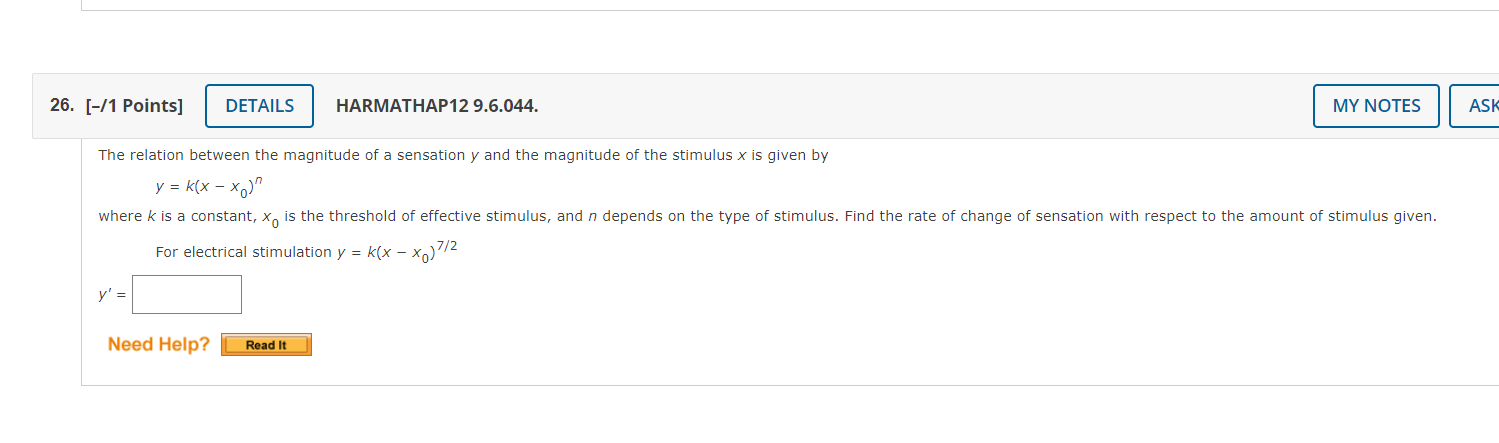 is the threshold of effective stimulus, and n depends on the type