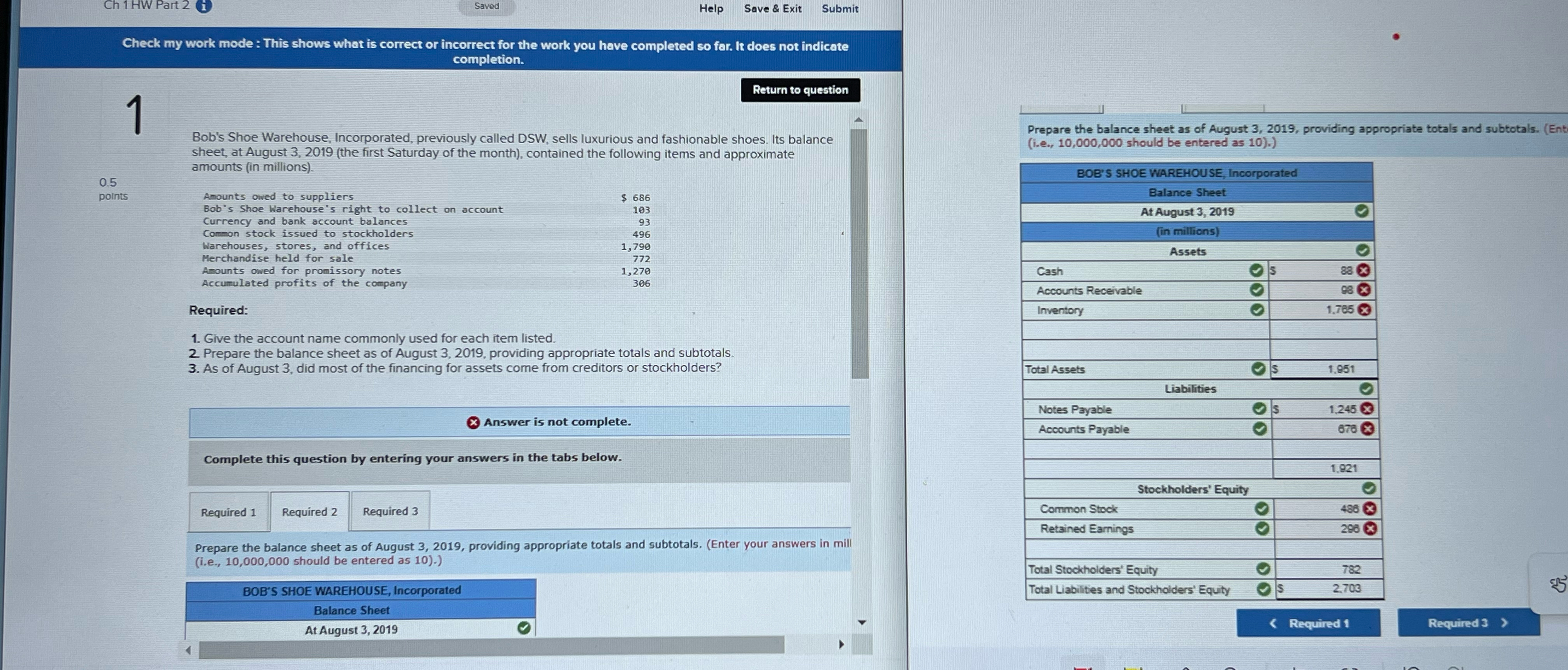 Ch1HWPart2 Saved Help Save & Exit Submit Check my work mode
