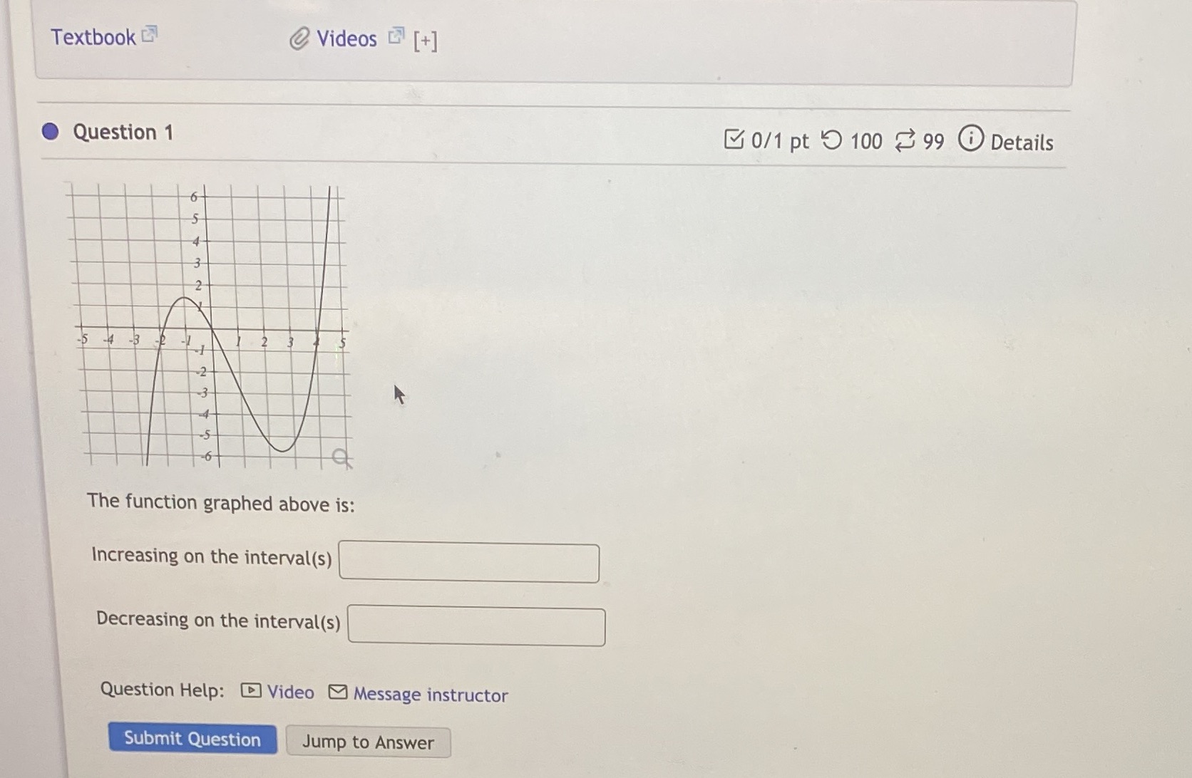  Textbook @ Videos ' [+] Question 1 0/1 pt 9 100